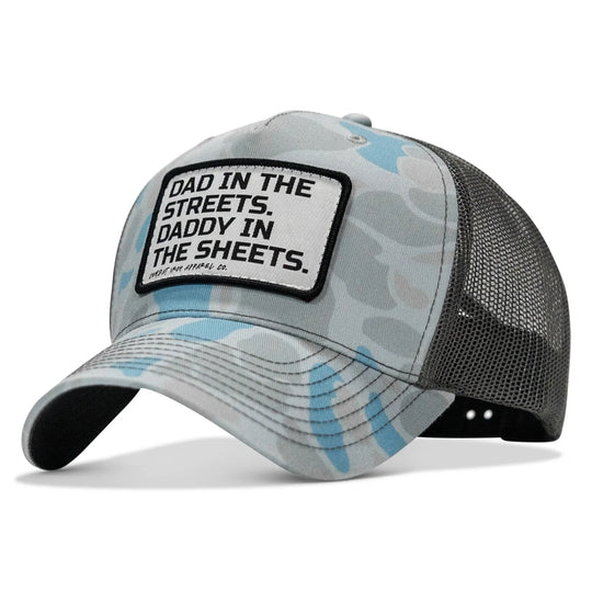One Revolver Surfboards - Dad In The Streets. Daddy In The Sheets. White Patch Snapback Hat HEADWEAR