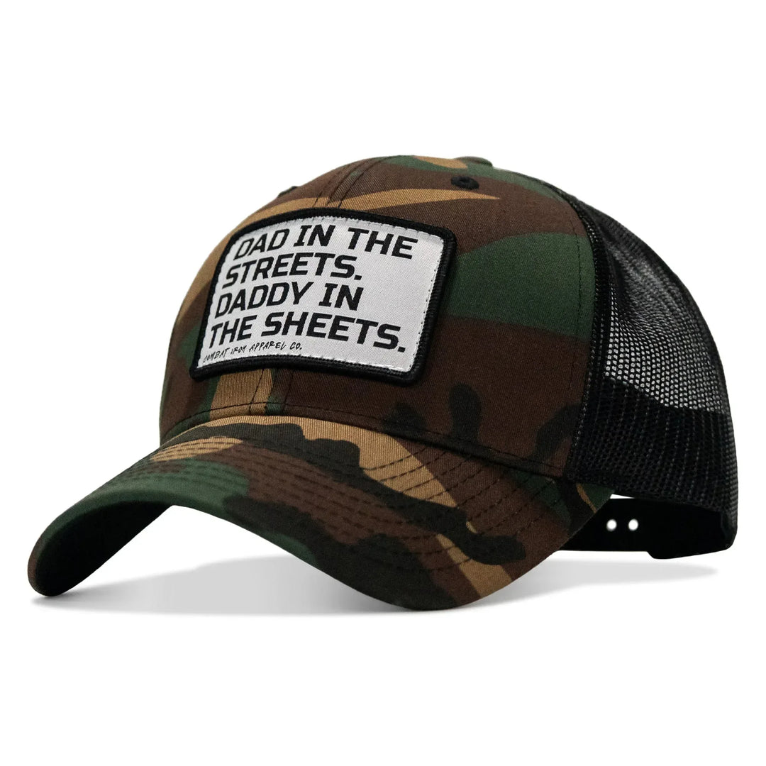 One Revolver Surfboards - Dad In The Streets. Daddy In The Sheets. White Patch Snapback Hat HEADWEAR