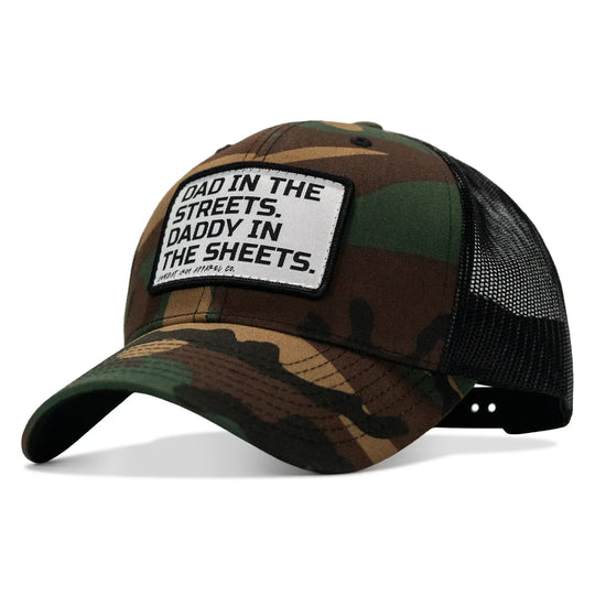 One Revolver Surfboards - Dad In The Streets. Daddy In The Sheets. White Patch Snapback Hat HEADWEAR