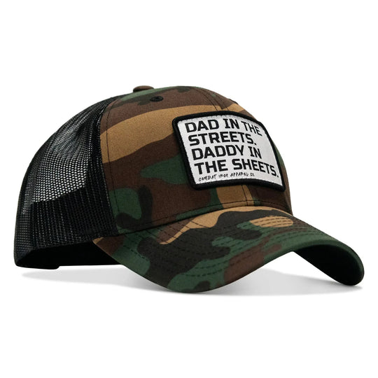 One Revolver Surfboards - Dad In The Streets. Daddy In The Sheets. White Patch Snapback Hat HEADWEAR