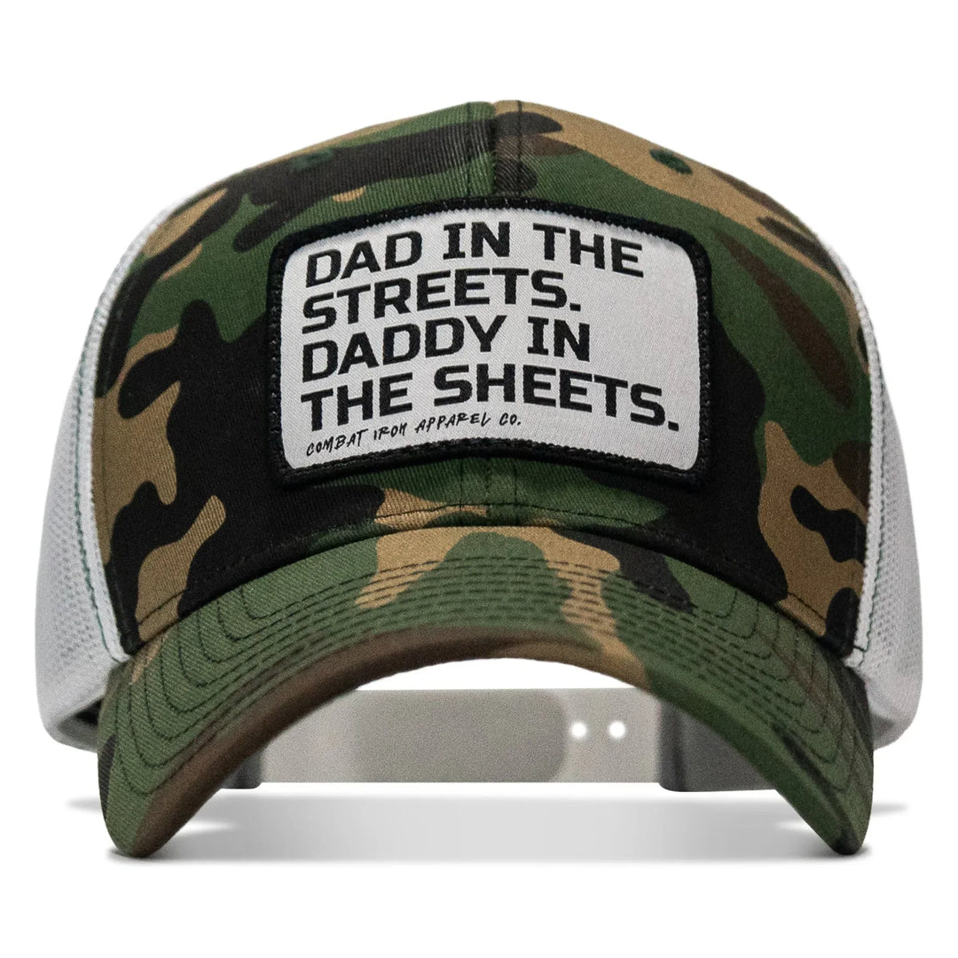 One Revolver Surfboards - Dad In The Streets. Daddy In The Sheets. White Patch Snapback Hat HEADWEAR