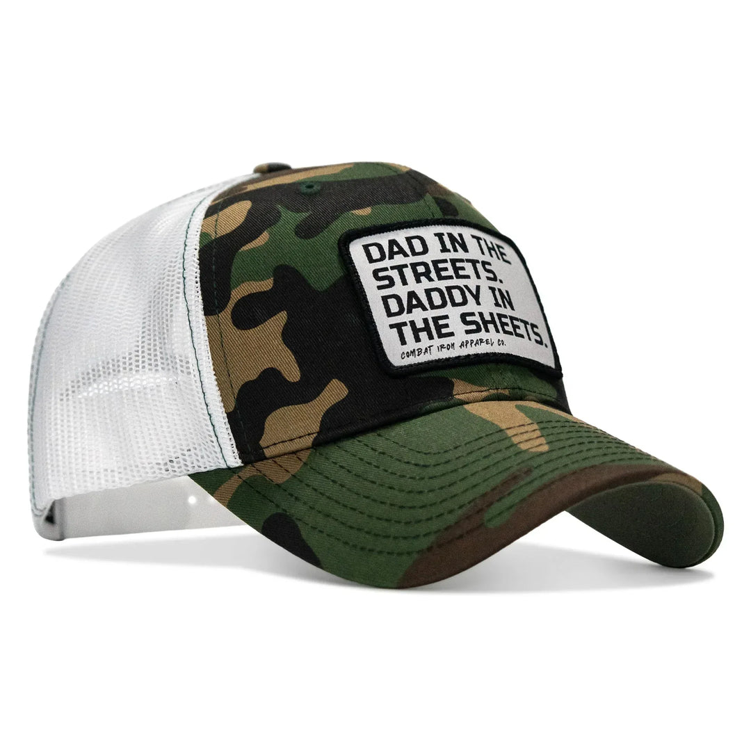 One Revolver Surfboards - Dad In The Streets. Daddy In The Sheets. White Patch Snapback Hat HEADWEAR