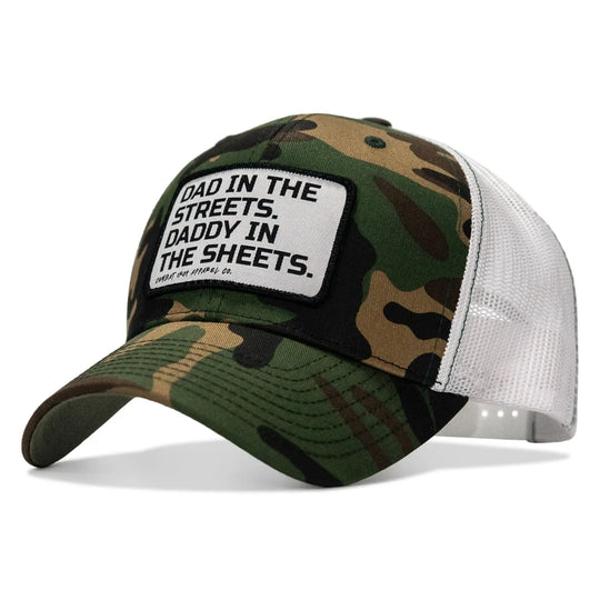 One Revolver Surfboards - Dad In The Streets. Daddy In The Sheets. White Patch Snapback Hat HEADWEAR