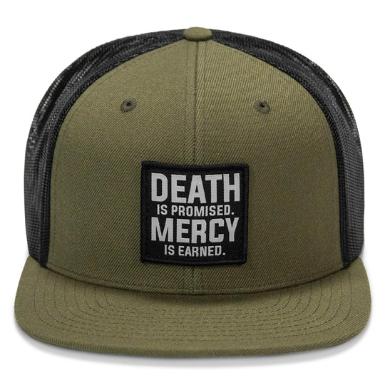 One Revolver Surfboards - Death Is Promised. Mercy Is Earned Patch Flatbill Hat HEADWEAR