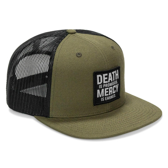 One Revolver Surfboards - Death Is Promised. Mercy Is Earned Patch Flatbill Hat HEADWEAR