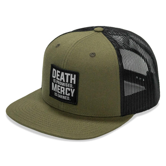 One Revolver Surfboards - Death Is Promised. Mercy Is Earned Patch Flatbill Hat HEADWEAR