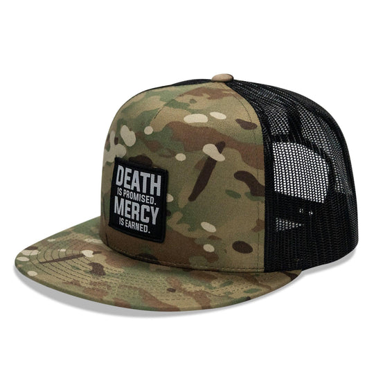 One Revolver Surfboards - Death Is Promised. Mercy Is Earned Patch Flatbill Hat HEADWEAR