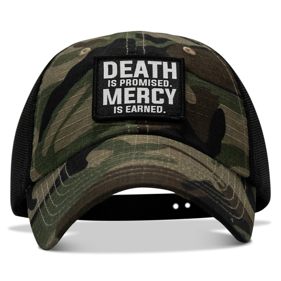 One Revolver Surfboards - Death Is Promised. Mercy Is Earned Patch. Tactical Ripstop Mesh Snapback Hat HEADWEAR