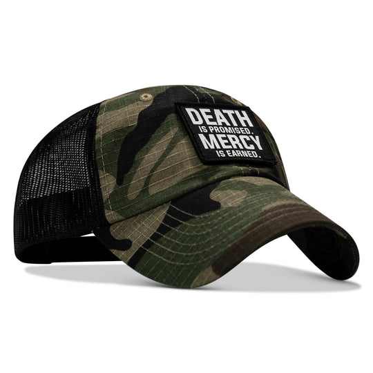 One Revolver Surfboards - Death Is Promised. Mercy Is Earned Patch. Tactical Ripstop Mesh Snapback Hat HEADWEAR