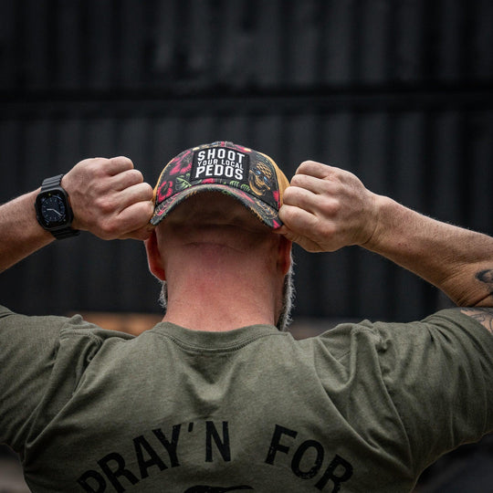 One Revolver Surfboards - Shoot Your Local Pedos Patch Tactical Ripstop Mesh Snapback Hat HEADWEAR