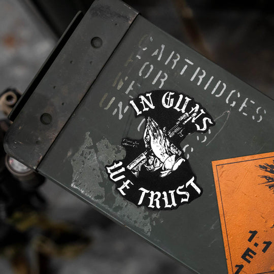 In Guns We Trust Decal - One Revolver Surfboards