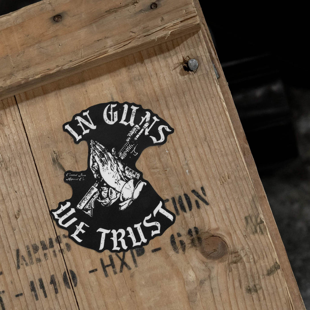 In Guns We Trust Decal - One Revolver Surfboards