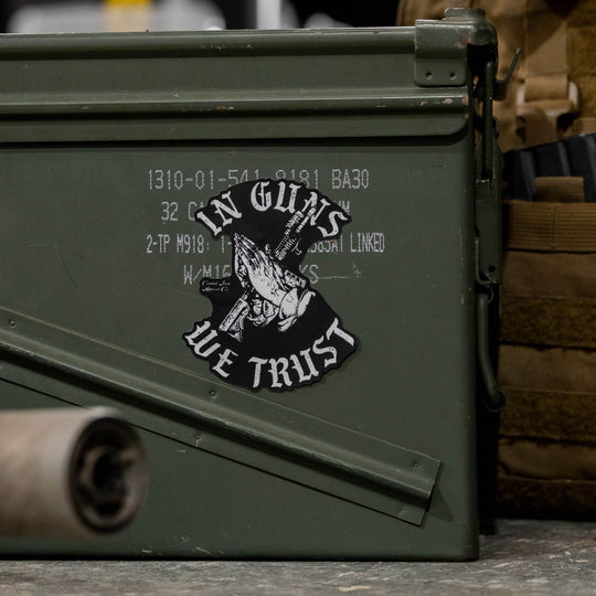In Guns We Trust Decal - One Revolver Surfboards