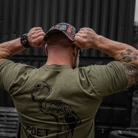 One Revolver Surfboards - Pray Hard. Lift Heavy. Stay Deadly. Patch Tactical Ripstop Mesh Snapback Hat HEADWEAR
