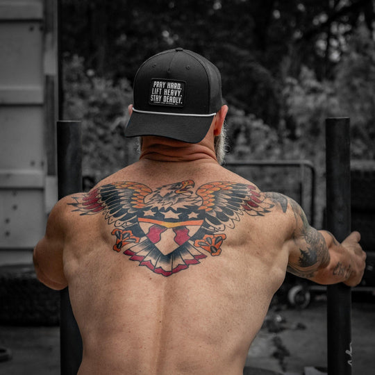 One Revolver Surfboards - Pray Hard. Lift Heavy. Stay Deadly. Patch Rope Snapback Hat HEADWEAR