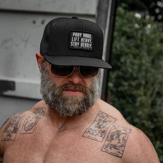One Revolver Surfboards - Pray Hard. Lift Heavy. Stay Deadly. Flat Bill SnapBack Hat HEADWEAR