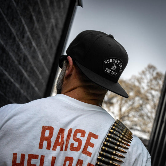 One Revolver Surfboards - Nobody Owes You Shit Arched Patch Flatbill SnapBack Hat HEADWEAR