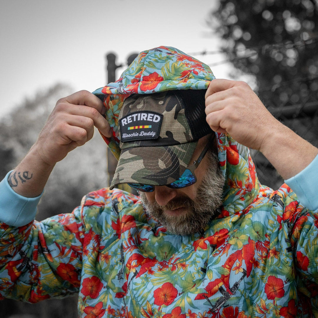 One Revolver Surfboards - Retired Hoochie Daddy Veteran Patch Ripstop Tactical Mesh Snapback Hat HEADWEAR