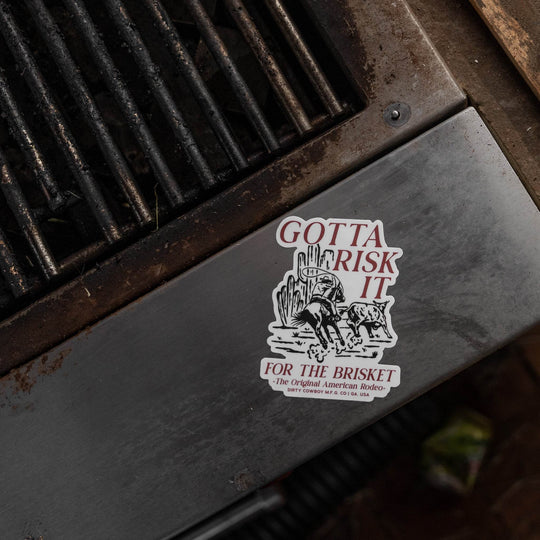 Gotta Risk It For The Brisket - American Rodeo Decal - One Revolver Surfboards