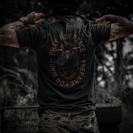 Pray For Peace. Prepare For War. Men's T-Shirt - One Revolver Surfboards
