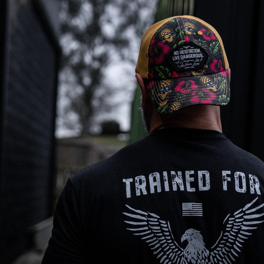 One Revolver Surfboards - No Hesitation. Live Dangerous Patch Tactical Ripstop Mesh Snapback Hat HEADWEAR