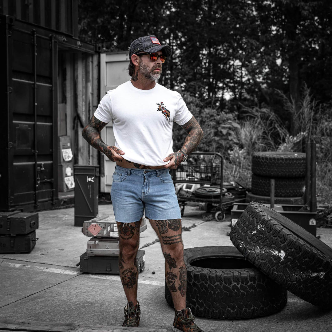 Ride 'Em Raw - Saddles Are For Sissy's Men's T-Shirt - One Revolver Surfboards