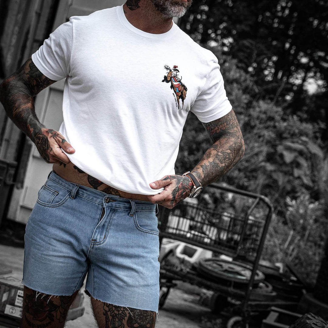 Ride 'Em Raw - Saddles Are For Sissy's Men's T-Shirt - One Revolver Surfboards