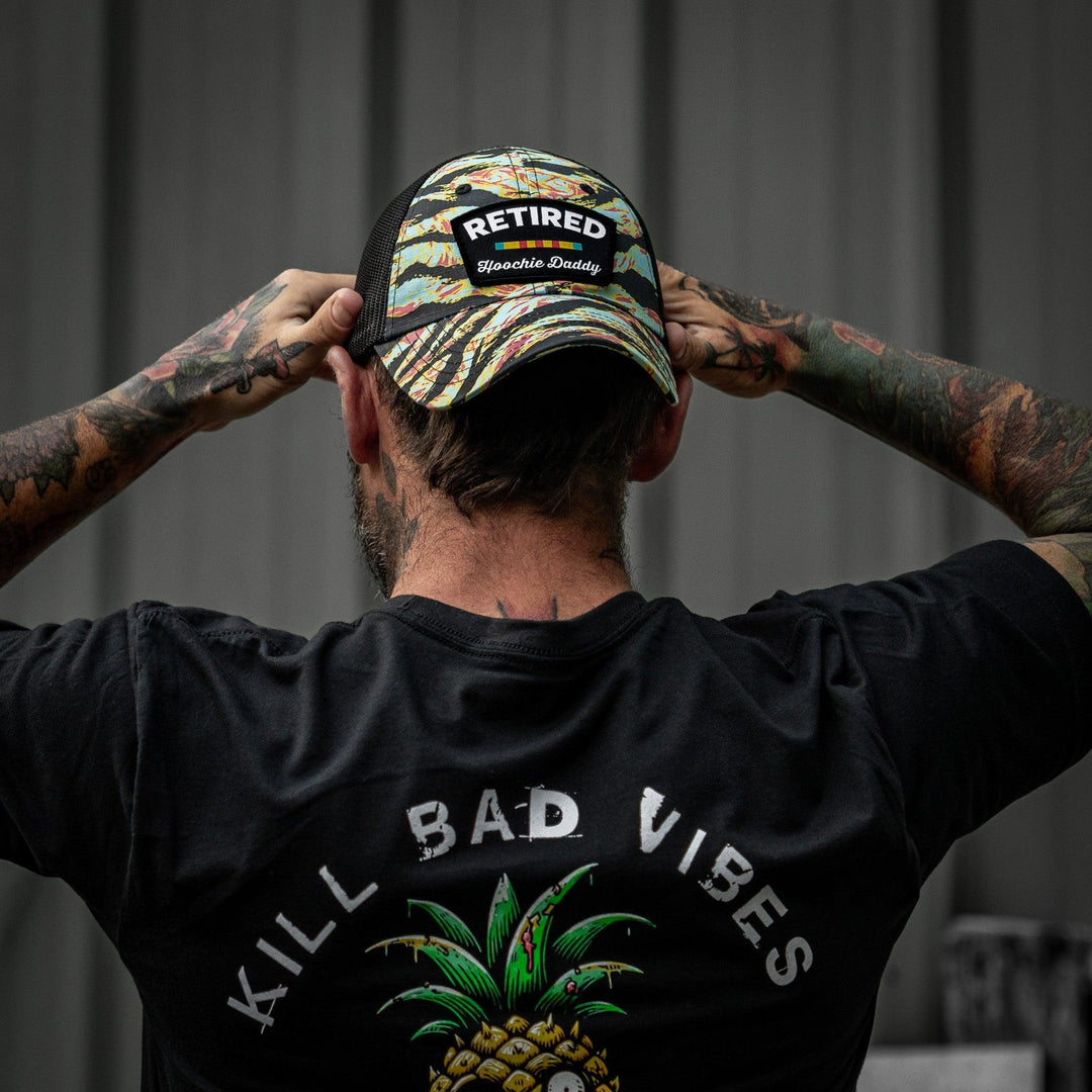 One Revolver Surfboards - Retired Hoochie Daddy Veteran Patch Ripstop Tactical Mesh Snapback Hat HEADWEAR