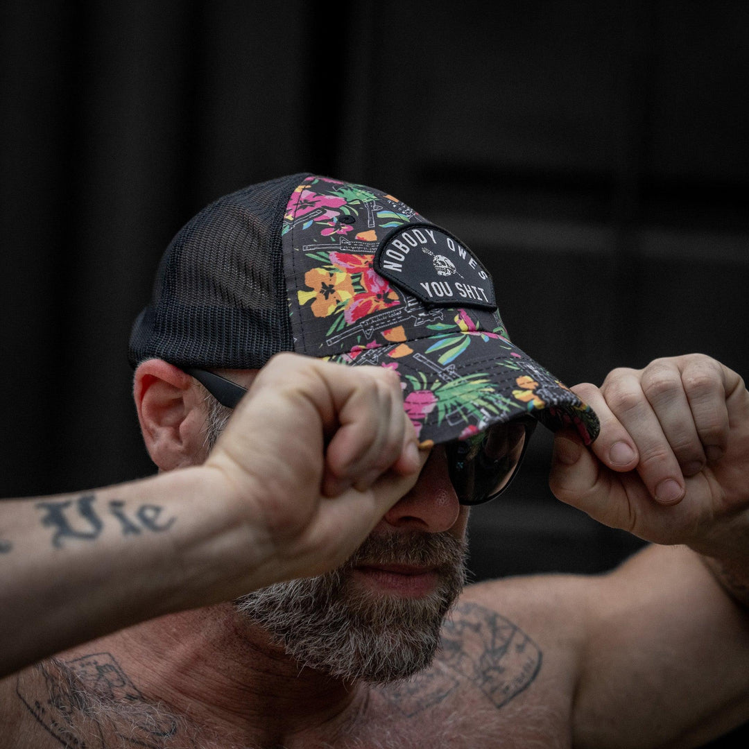 One Revolver Surfboards - Nobody Owes You Shit Arched Patch Tactical Ripstop Mesh Snapback Hat HEADWEAR