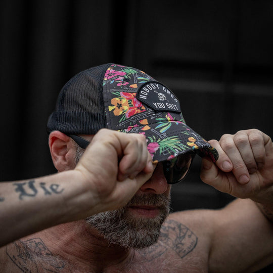 One Revolver Surfboards - Nobody Owes You Shit Arched Patch Tactical Ripstop Mesh Snapback Hat HEADWEAR