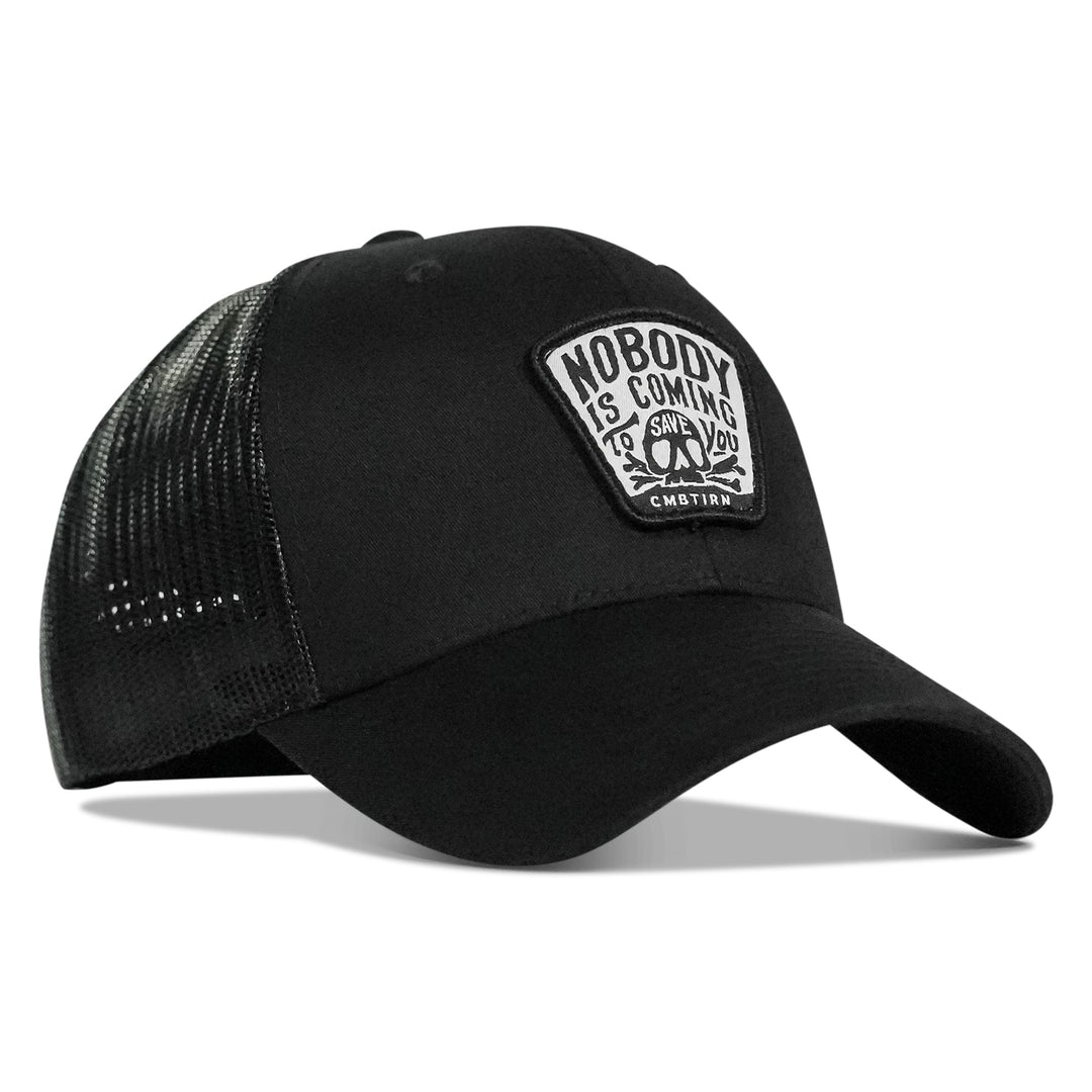 Nobody Is Coming To Save You Skull Patch Snapback Hat