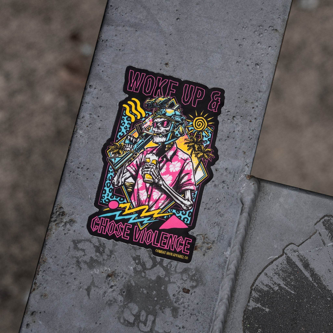 Woke Up & Chose Violence Decal Sticker - One Revolver Surfboards