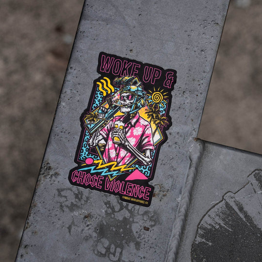 Woke Up & Chose Violence Decal Sticker - One Revolver Surfboards