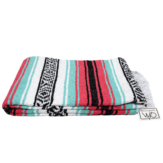Seafoam Green & Coral Mexican Falsa Blanket - One Revolver Surfboards