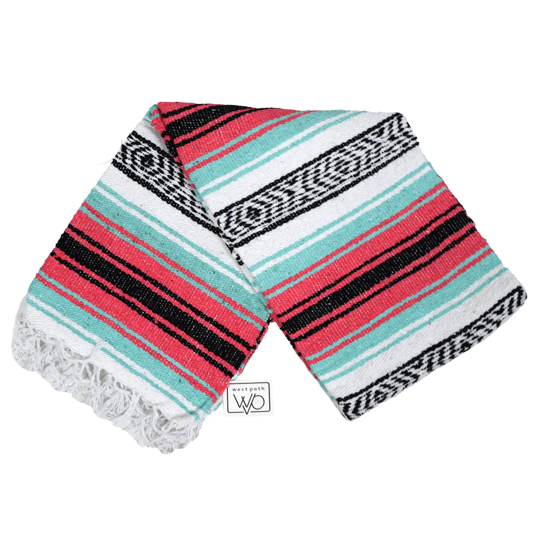 Seafoam Green & Coral Mexican Falsa Blanket - One Revolver Surfboards