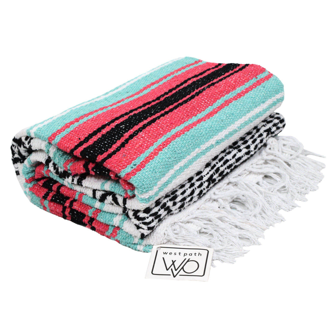 Seafoam Green & Coral Mexican Falsa Blanket - One Revolver Surfboards