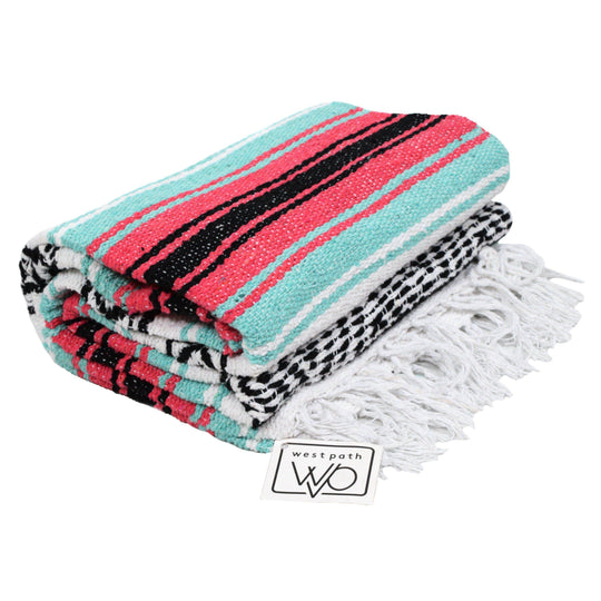 Seafoam Green & Coral Mexican Falsa Blanket - One Revolver Surfboards
