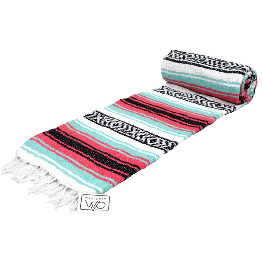 Seafoam Green & Coral Mexican Falsa Blanket - One Revolver Surfboards