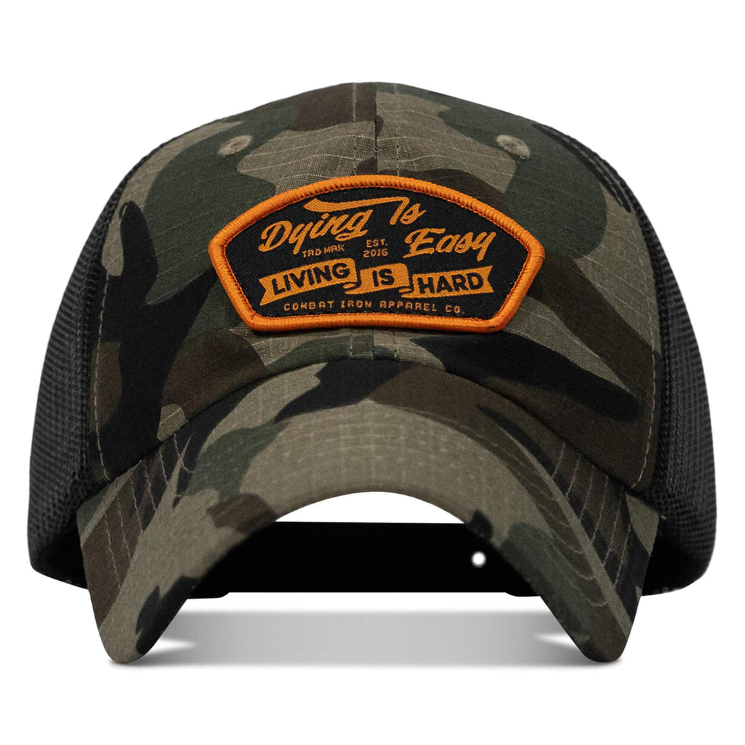 One Revolver Surfboards - Dying Is Easy, Living Is Hard Patch Tactical Ripstop Mesh Snapback Hat HEADWEAR