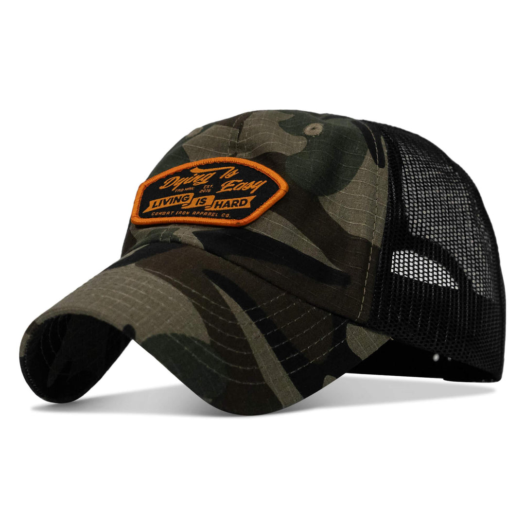 One Revolver Surfboards - Dying Is Easy, Living Is Hard Patch Tactical Ripstop Mesh Snapback Hat HEADWEAR