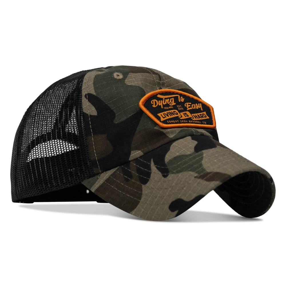 One Revolver Surfboards - Dying Is Easy, Living Is Hard Patch Tactical Ripstop Mesh Snapback Hat HEADWEAR