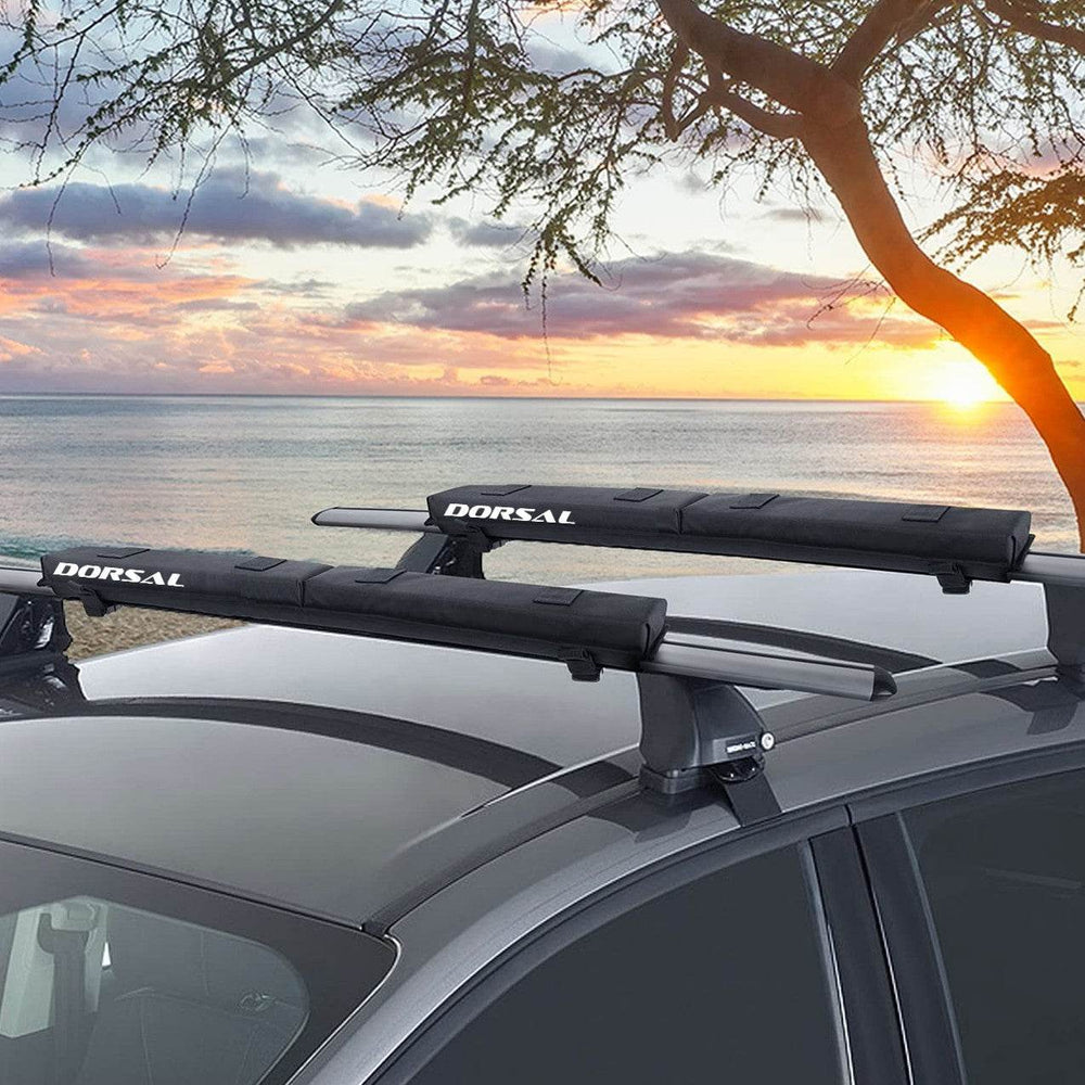 DORSAL Roof Rack Crossbar Folding Pads Lightweight Anti-Vibration - Pack of 2 for Kayak Canoe Surfboard Paddle Board SUP Snow Board - One Revolver Surfboards