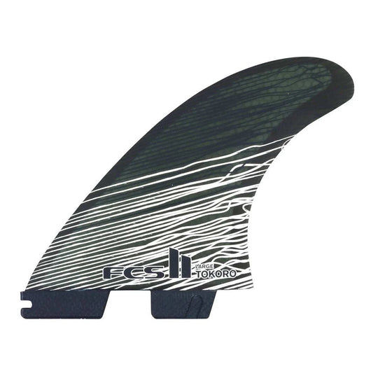 a surfboard with a black and white design on it