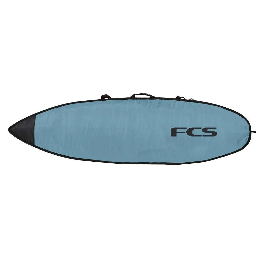 a blue surfboard with a black handle