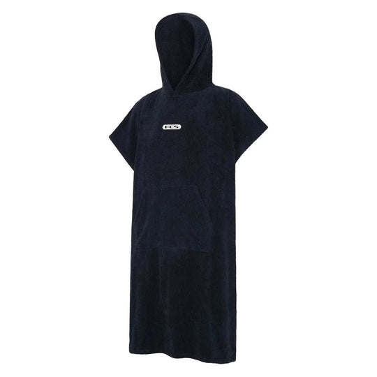 a black hooded robe with a white logo on it