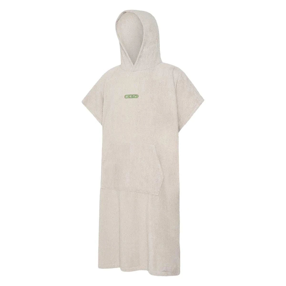 a white robe with a green logo on it