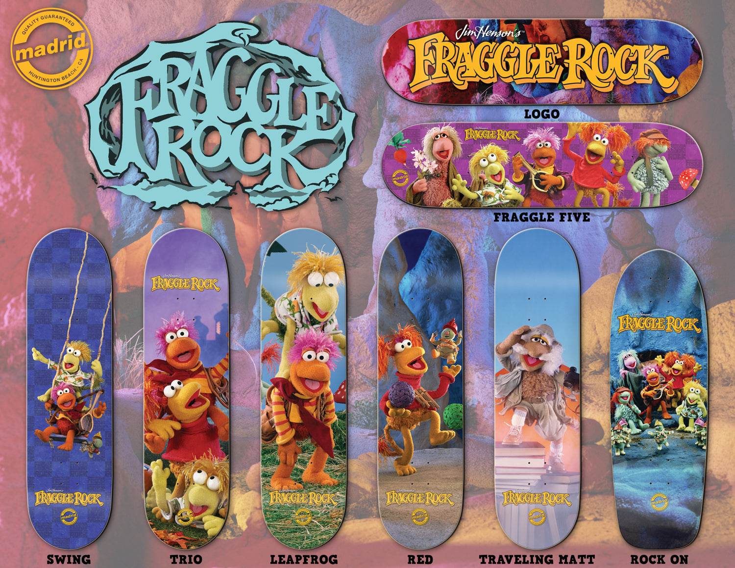 Madrid x Fraggle Rock Skateboard Deck Set (8 boards included) - One Revolver Surfboards