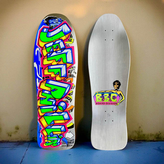 Jeff Phillips GRAFFITI Ultra Limited Edition, Metallic Silver HAND-PAINTED BBC Deck (1 of 7) - One Revolver Surfboards