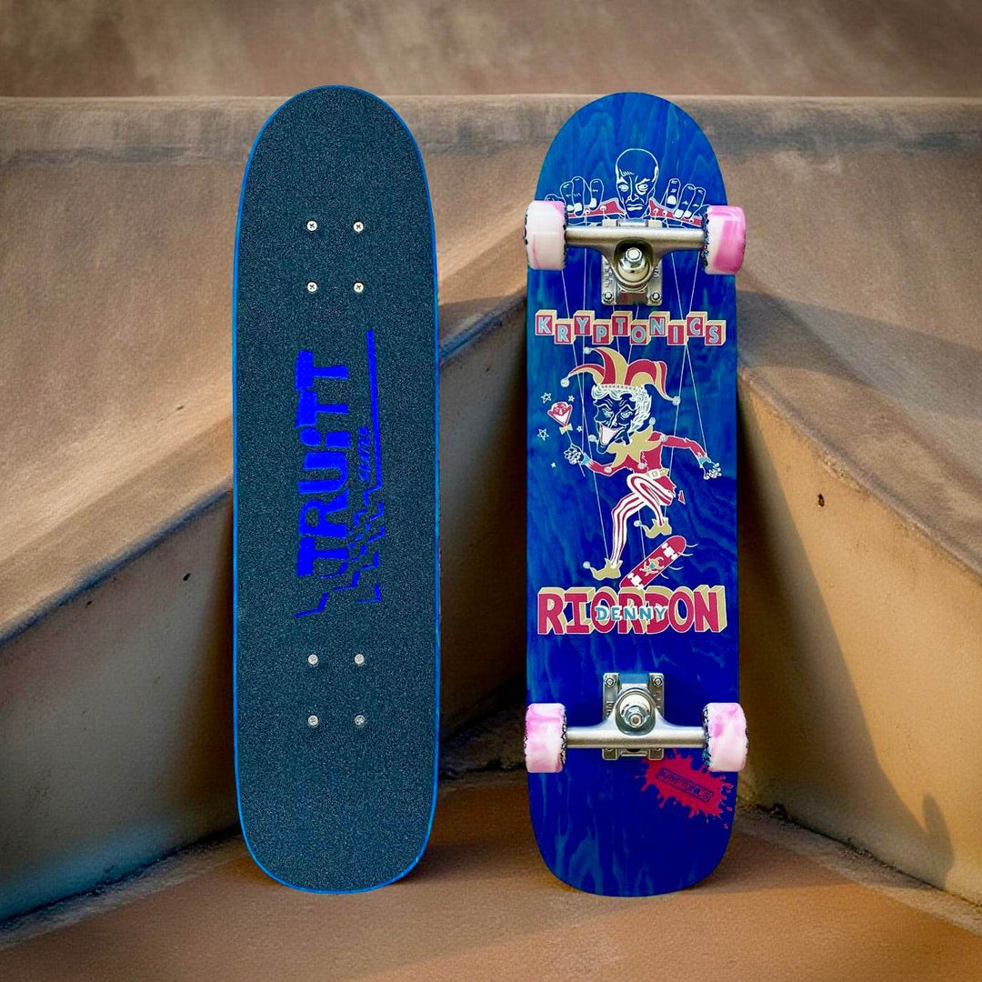 Denny Riordon Jester FREESTYLE Limited Edition 7.3”x28” HAND PAINTED (1 of 15) COMPLETE SKATEBOARD - One Revolver Surfboards