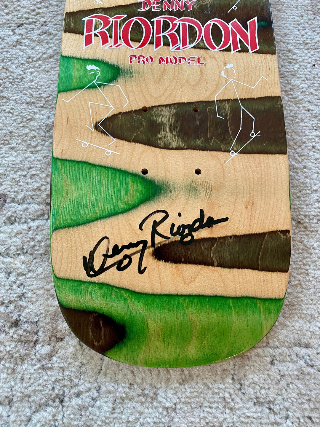 Denny Riordon Stick Man FREESTYLE ONE OF A KIND Deck 7.3” x 27.75” HAND PAINTED & AUTOGRAPHED (1 of 1) - One Revolver Surfboards